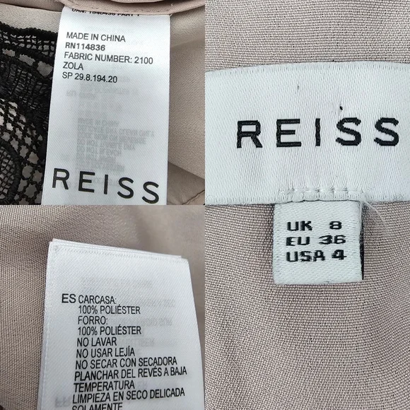 🌞REISS Zola Lace Dress  Black Scalloped Hem V-Back Party Cocktail US 4 - Picture 16 of 16